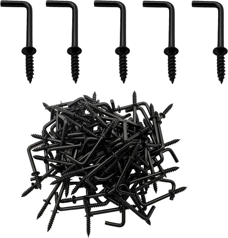 ANDILIKE 150 PCS 7 Shaped Right Angle Screw Hooks,7/8 Inch Screw in L Shaped Hooks for Hanging Lamp,Plants,Decorations,kitchenware and DIY Crafts - Image 1